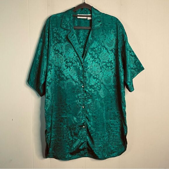 Victoria's Secret Gold Label Green Satin Nightshirt - Picture 1 of 6